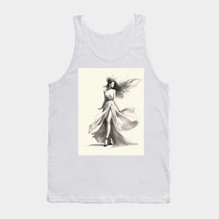 Fashion Woman Sketch Art Tank Top